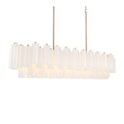 Crystorama Lighting Group Addis 16 Light 65" Wide Linear Chandelier with White Glass Shades Aged Brass
