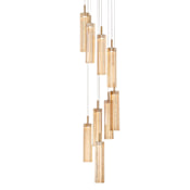 Crystorama Lighting Group Addis 12" Wide Multi Light Pendant with Amber Glass Shades Aged Brass