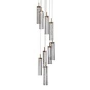 Crystorama Lighting Group Addis 12" Wide Multi Light Pendant with Smoke Glass Shades Aged Brass