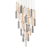 Crystorama Lighting Group Addis 36" Wide Multi Light Pendant with Autumn Glass Shades Aged Brass