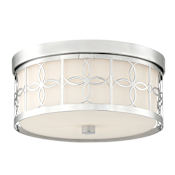Crystorama Lighting Group Anniversary 2 Light 14" Wide Flush Mount Drum Ceiling Fixture with Frosted Glass Shade Polished Nickel