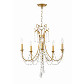 Crystorama Lighting Group Arcadia 5 Light 24" Wide Crystal Candle Style Chandelier with Hand Cut Crystal Accents Antique Gold