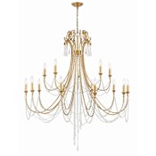 Crystorama Lighting Group Arcadia 15 Light 46" Wide Crystal Candle Style Chandelier with Hand Cut Crystal Accents Antique Gold