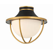 Crystorama Lighting Group Atlas 2 Light 14" Wide Flush Mount Outdoor Ceiling Fixture Matte Black / Textured Gold