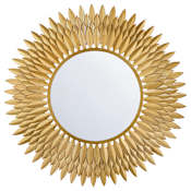 Crystorama Lighting Group Broche 30" Sunburst Flat Steel Framed Accent Mirror Antique Gold