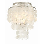 Crystorama Lighting Group Brielle 3 Light 13" Wide Flush Mount Waterfall Ceiling Fixture with Shell Shade Antique Silver