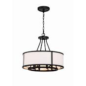 Crystorama Lighting Group Bryant 4 Light 18" Wide Drum Chandelier with a Glass Shade Black Forged