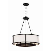 Crystorama Lighting Group Bryant 6 Light 24" Wide Drum Chandelier with a Glass Shade Black Forged