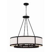 Crystorama Lighting Group Bryant 8 Light 32" Wide Drum Chandelier with a Glass Shade Black Forged