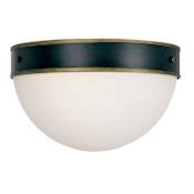 Crystorama Lighting Group Capsule 2 Light 12" Wide Outdoor Flush Mount Bowl Ceiling Fixture with Frosted Glass Shade Matte Black / Textured Gold