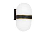 Crystorama Lighting Group Capsule 2 Light 13" Tall Outdoor Wall Sconce with Frosted Glass Shades Matte Black / Textured Gold
