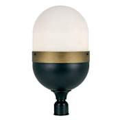 Crystorama Lighting Group Capsule 3 Light 23" Tall Outdoor Single Head Post Light with Frosted Glass Shade Matte Black / Textured Gold