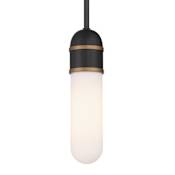 Crystorama Lighting Group Capsule 3" Wide LED Mini Pendant with Frosted Glass Shade Matte Black / Textured Gold