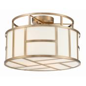 Crystorama Lighting Group Danielson 3 Light 17" Wide Semi-Flush Drum Ceiling Fixture with Silk Shade Vibrant Gold