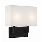 Crystorama Lighting Group Durham 12" Tall 2 Light Wall Sconce Black Forged