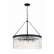 Crystorama Lighting Group Emory 8 Light 24" Wide Crystal Drum Chandelier with a Crystal Shade Black Forged