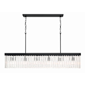 Crystorama Lighting Group Emory 6 Light 49" Wide Crystal Linear Chandelier with a Crystal Shade Black Forged