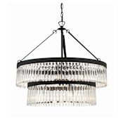 Crystorama Lighting Group Emory 9 Light 32" Wide Crystal Waterfall Chandelier Black Forged