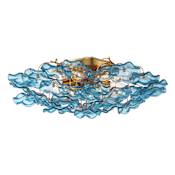 Crystorama Lighting Group Esme 6 Light 23" Wide Flush Mount Ceiling Fixture Aged Brass / Blue