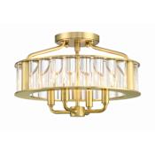 Crystorama Lighting Group Farris 4 Light 17" Wide Semi-Flush Drum Ceiling Fixture Aged Brass