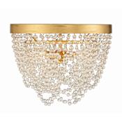 Crystorama Lighting Group Fiona 3 Light 14" Wide Flush Mount Bowl Ceiling Fixture with Clear Glass Beads Antique Gold