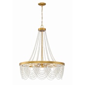 Crystorama Lighting Group Fiona 4 Light 27" Wide Beaded Empire Chandelier with White Glass Beads Antique Gold