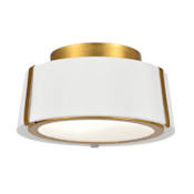 Crystorama Lighting Group Fulton 2 Light 12" Wide Semi-Flush Ceiling Fixture with Silk Shade Antique Gold