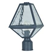 Crystorama Lighting Group Glacier 16" Tall Outdoor Single Head Post Light with Water Glass Shade Black Charcoal