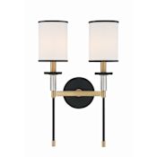 Crystorama Lighting Group Hatfield 2 Light 19" Tall Wall Sconce with Crystal Accents Black Forged / Vibrant Gold
