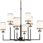 Crystorama Lighting Group Hatfield 8 Light 33" Wide Crystal Chandelier with Silk Shades Black Forged / Vibrant Gold
