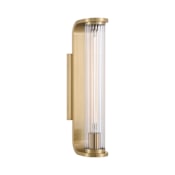 Crystorama Lighting Group Jarvis 18" Tall LED Wall Sconce with Clear, Ribbed Glass Shade Aged Brass
