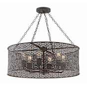 Crystorama Lighting Group Jasmine 6 Light 25" Wide Drum Chandelier with Metal Shade Forged Bronze