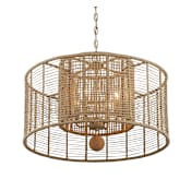 Crystorama Lighting Group Jayna 4 Light 25" Wide Drum Chandelier with Jute Shade Burnished Silver