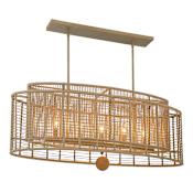 Crystorama Lighting Group Jayna 5 Light 42" Wide Taper Candle Linear Chandelier with Natural Jute Shade Burnished Silver