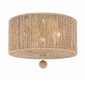 Crystorama Lighting Group Jessa 3 Light 16" Wide Flush Mount Drum Ceiling Fixture with Jute Shade Burnished Silver
