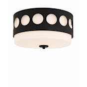 Crystorama Lighting Group Kirby 2 Light 13" Wide Flush Mount Drum Ceiling Fixture Black Forged