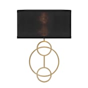 Crystorama Lighting Group Laurel 2 Light 14" Tall Wall Sconce with Silk Shade Vibrant Gold / Black