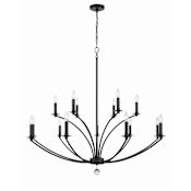 Crystorama Lighting Group Mila 15 Light 48" Wide Taper Candle Style Chandelier Black