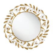 Crystorama Lighting Group Marselle 30" Circular / Floral Flat Steel Framed Accent Mirror Antique Gold