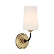 Crystorama Lighting Group Niles 12" Tall Bathroom Sconce with Frosted Glass Shade Black Forged / Modern Gold
