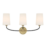 Crystorama Lighting Group Niles 3 Light 24" Wide Vanity Light with Frosted Glass Shades Black Forged / Modern Gold