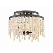 Crystorama Lighting Group Poppy 3 Light 15" Wide Semi-Flush Waterfall Ceiling Fixture with Wood Beads Forged Bronze