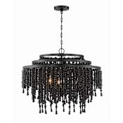 Crystorama Lighting Group Poppy 6 Light 27" Wide Beaded Chandelier with Wood Beads Matte Black