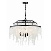 Crystorama Lighting Group Poppy 6 Light 27" Wide Beaded Waterfall Chandelier Matte Black