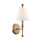 Crystorama Lighting Group Riverdale 15" Tall Wall Sconce with Silk Shade Aged Brass
