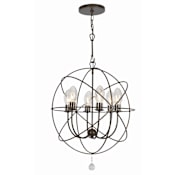 Crystorama Lighting Group Solaris 6 Light 23" Wide Outdoor Cage Pendant with Clear Glass Shades English Bronze