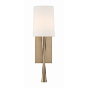 Crystorama Lighting Group Trenton 19" Tall Wall Sconce with Silk Shade Aged Brass