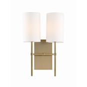Crystorama Lighting Group Veronica 2 Light 17" Tall Wall Sconce with Silk Shades Aged Brass