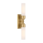 Crystorama Lighting Group Wilcox 2 Light 25" Tall LED Bath Bar with Frosted Glass Shades Aged Brass