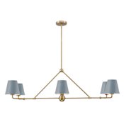 Crystorama Lighting Group Xavier 6 Light 46" Wide Linear Chandelier Vibrant Gold / Blue